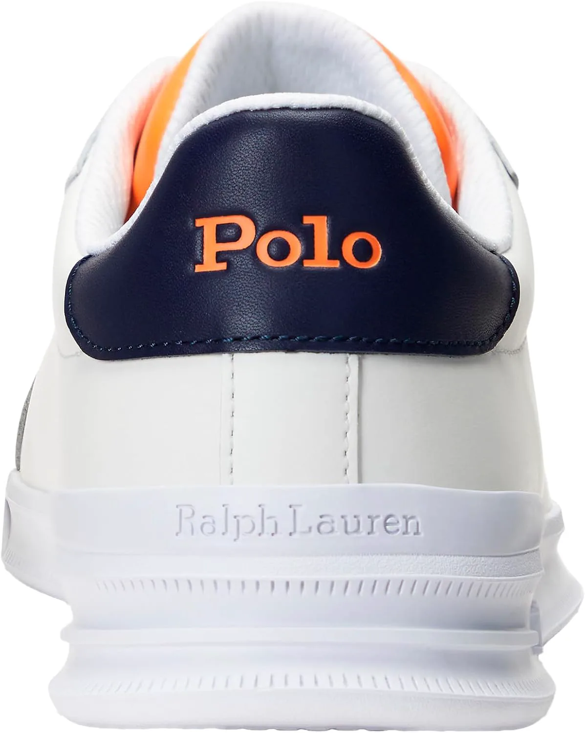 Мужские кожаные кроссовки Polo Ralph Lauren Heritage Court II, белый/темно-синий/оранжевый — фото 4