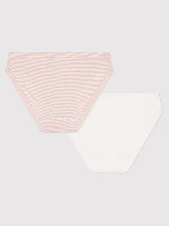 Слипы набор 2 шт хлопок, PETIT BATEAU, розовый/белый — фото 2
