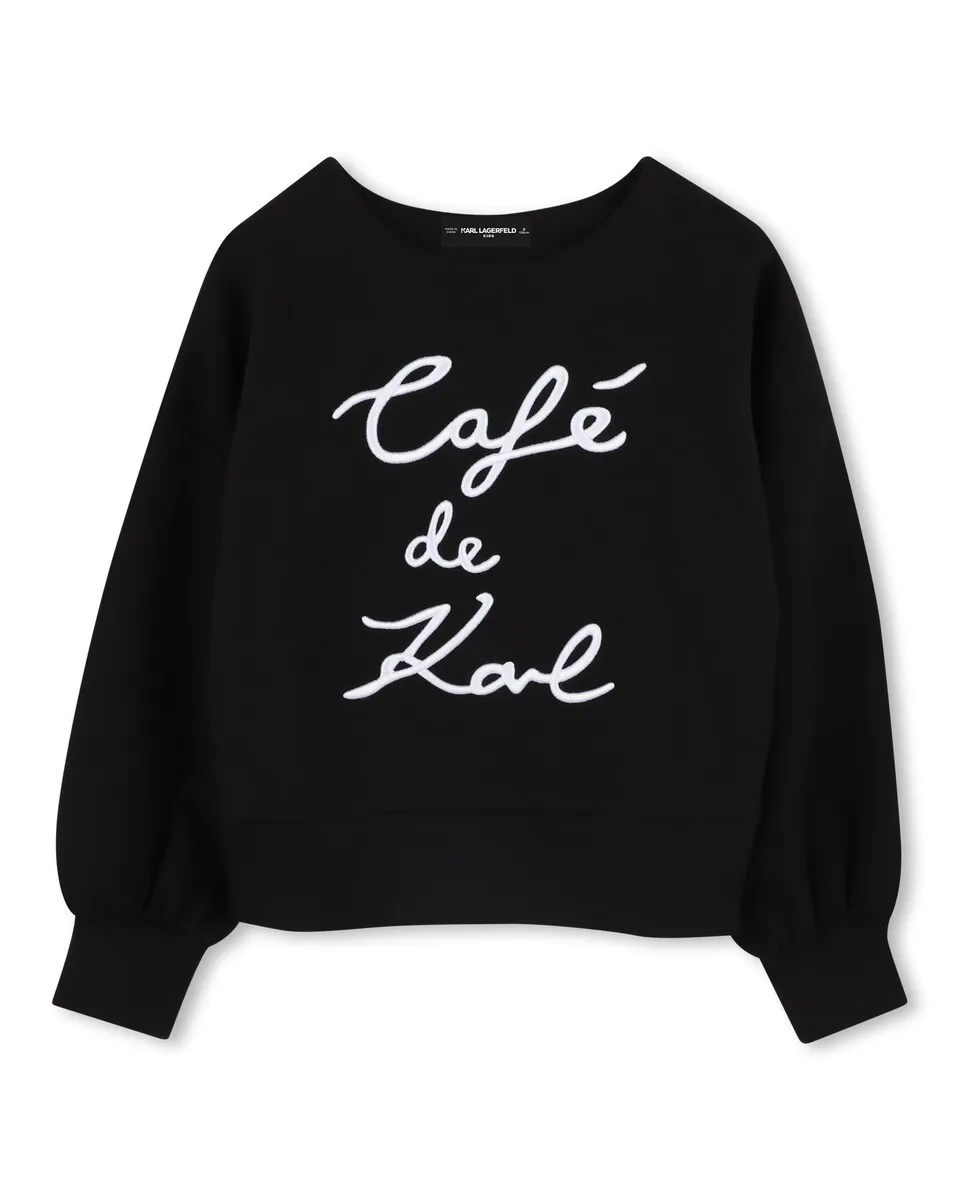 

Свитшот для девочки с круглым вырезом и вышивкой спереди Karl Lagerfeld Kids, черный