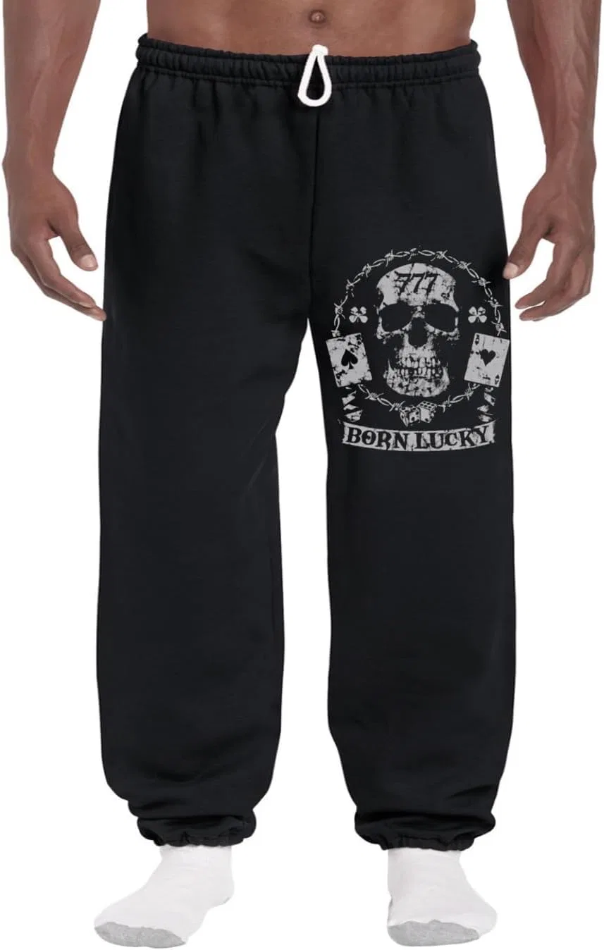 Generic Спортивные штаны Born Lucky Skull, мужские брюки, одежда, аксессуары, подарки, черный