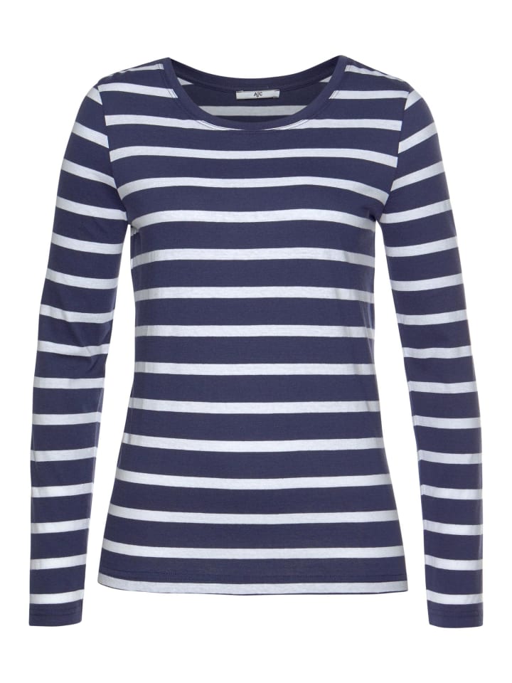 

Рубашка с длинными рукавами в темно-синюю и белую полоску AJC