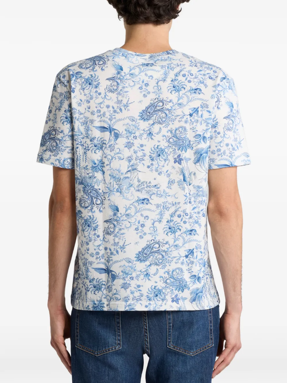Хлопковая футболка с мотивом флоры и фауны Etro, белый — фото 3