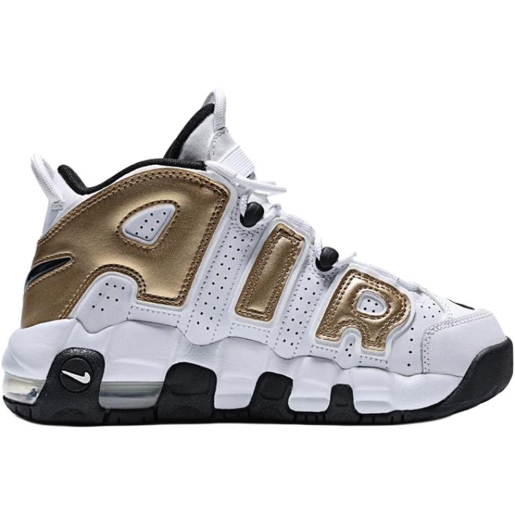 Nike Детские баскетбольные кроссовки Air More Uptempo High top White Gold Unisex — фото 3