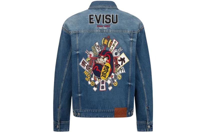 

Джинсовая куртка мужская джинсовая синяя Evisu, синий