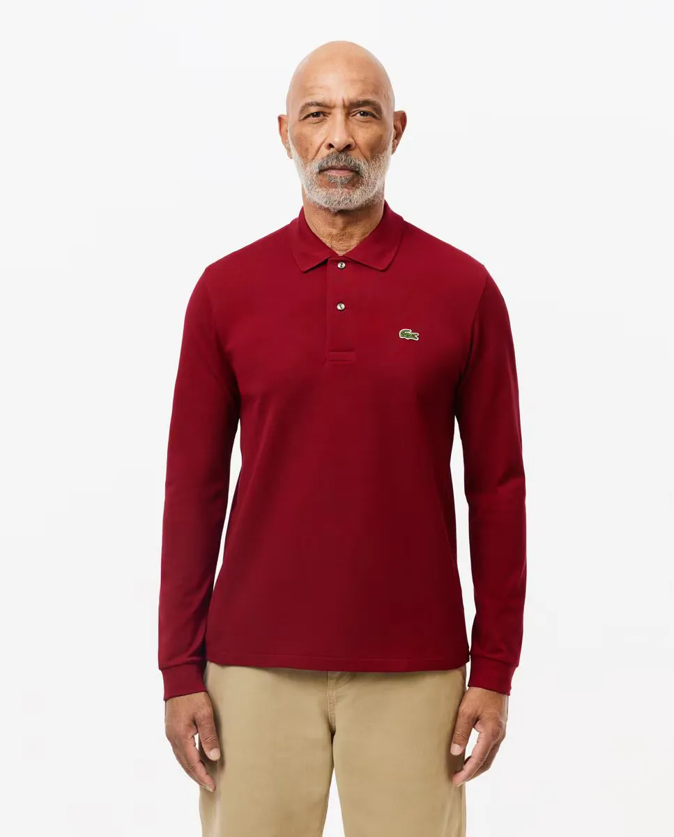 

Оригинальная мужская рубашка поло с длинными рукавами Lacoste, бордовый