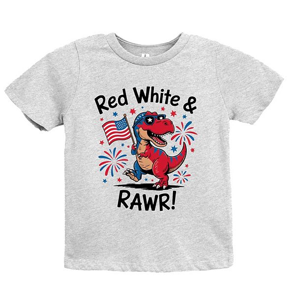 

Футболка с коротким рукавом для детей Red, white and rawr The Juniper Shop, Heather Grey
