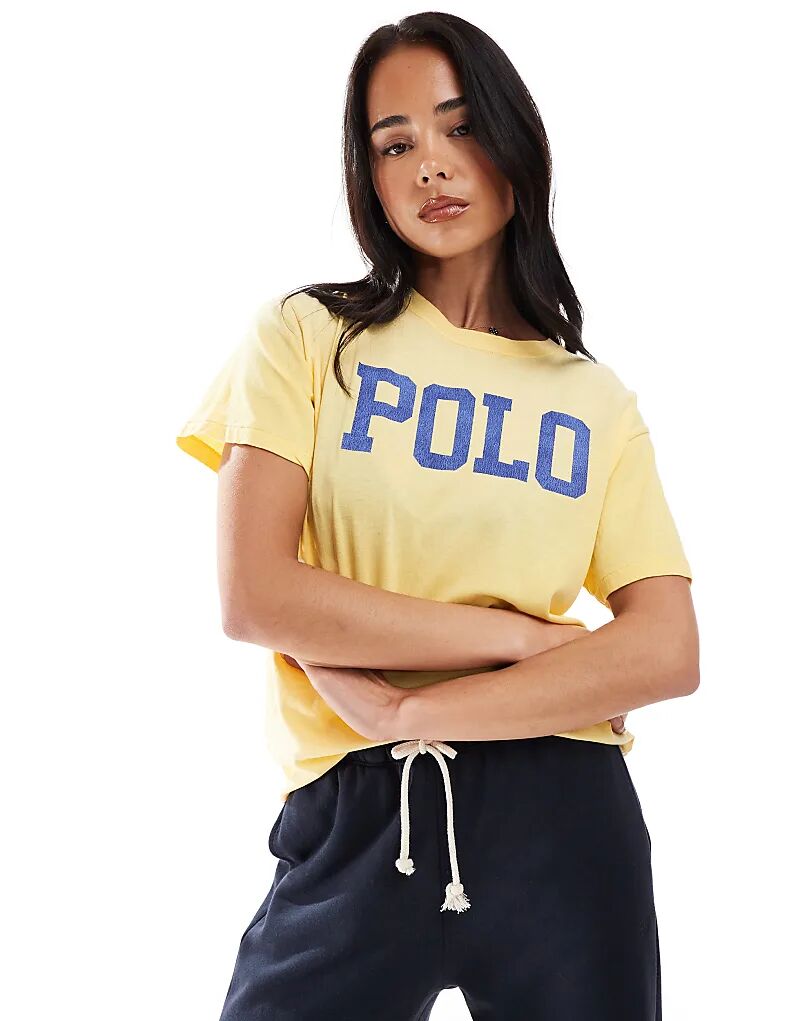 

Футболка с принтом на груди желтого цвета Polo Ralph Lauren