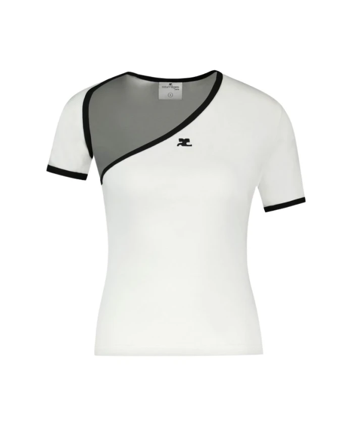 

Контрастная хлопковая футболка Courrèges, белый