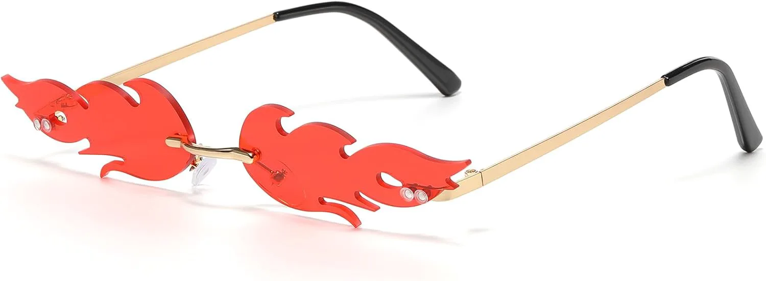 

Солнцезащитные очки в виде пламени, фестивальные солнцезащитные очки, красные огненные очки, аксессуары для вечеринки, карнавала Марди Гра, косплей D Lolylad, Red