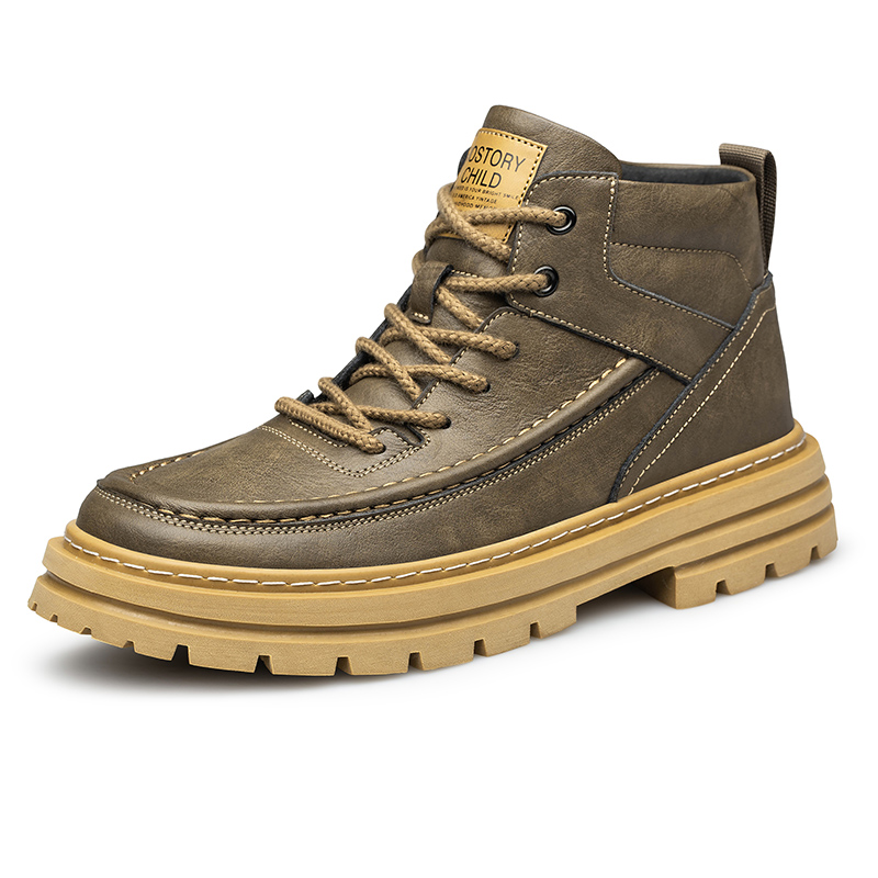 

Bull Thunder Короткие мартинсы мужские хаки на плоской подошве, цвет Khaki Flat