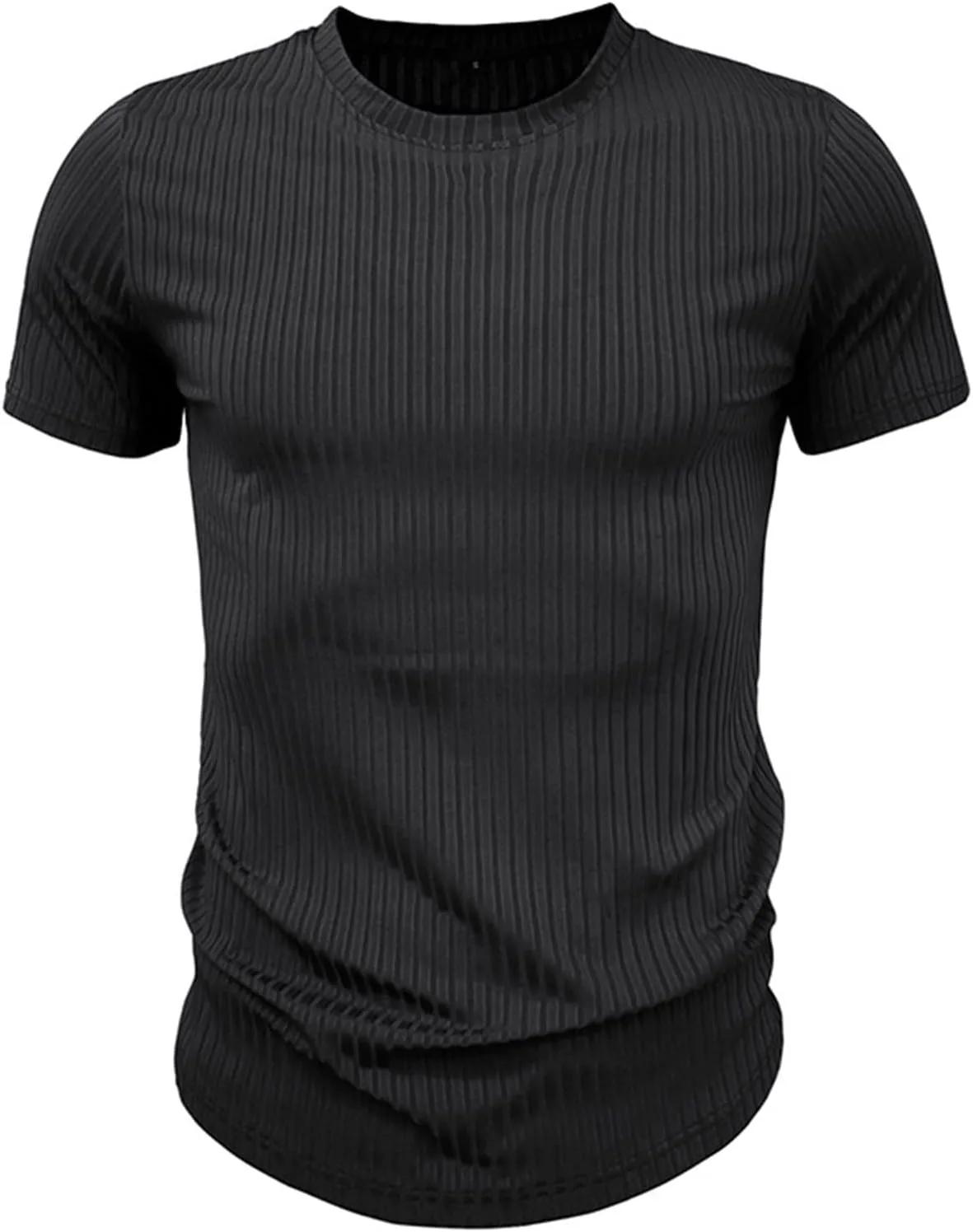 

Мужская футболка Ribbed Knit с коротким рукавом и Slim Fit