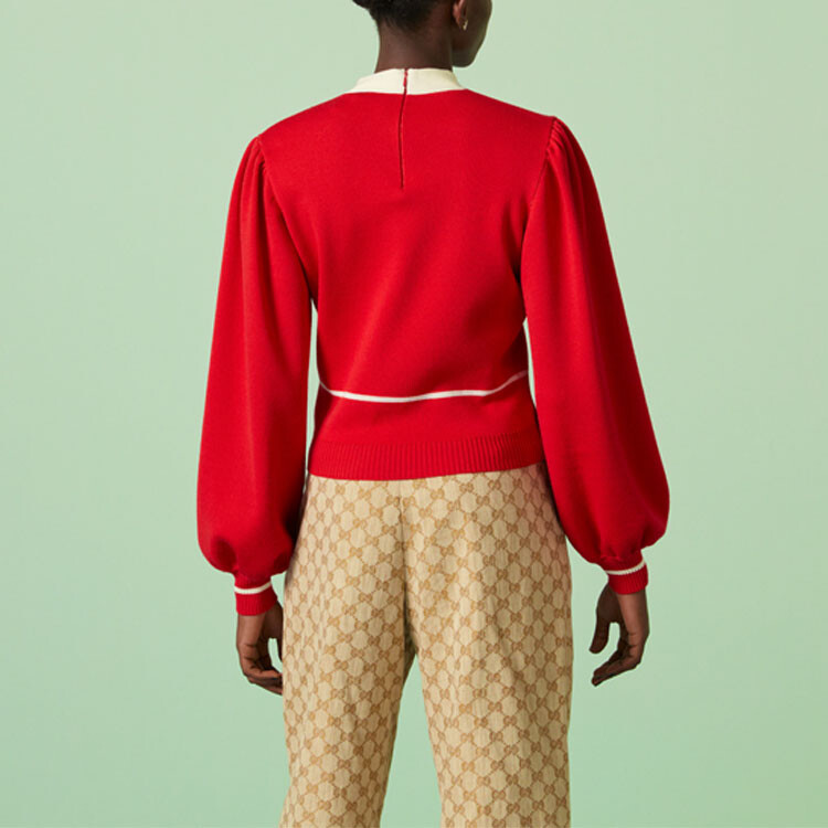 Блузка женская Gucci, элегантный дизайн, красный — фото 4