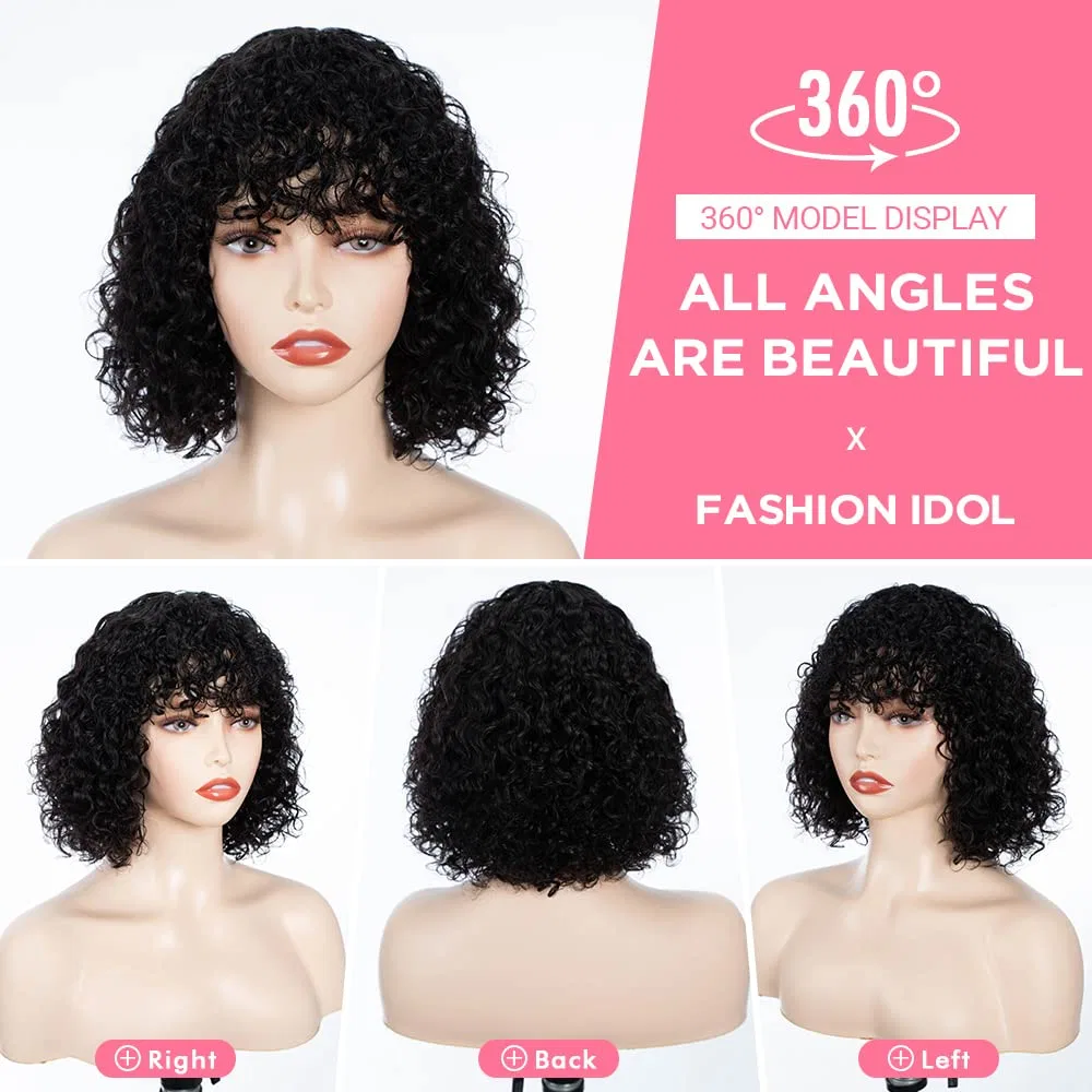 Женский парик «Bob Curly» из натуральных бразильских волос от FASHION IDOL Fashion Idol, Natural Black