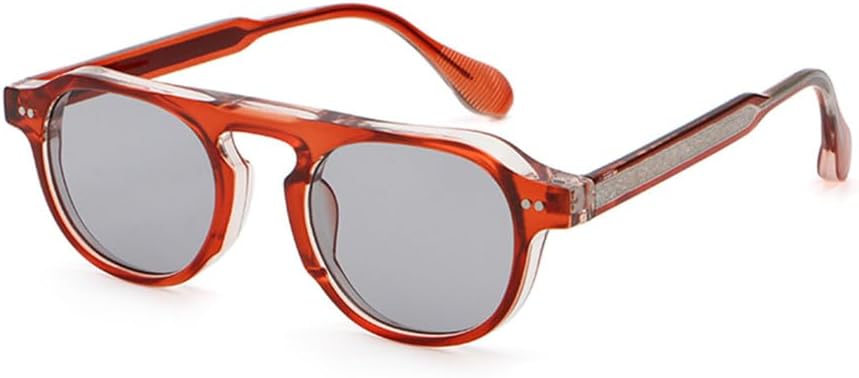 

Солнцезащитные очки в круглой оправе для женщин, ретро-солнцезащитные очки для мужчин, ацетат CP, женская отделка, защита от ультрафиолета UV400 HCPIHF, Orange Red Grey