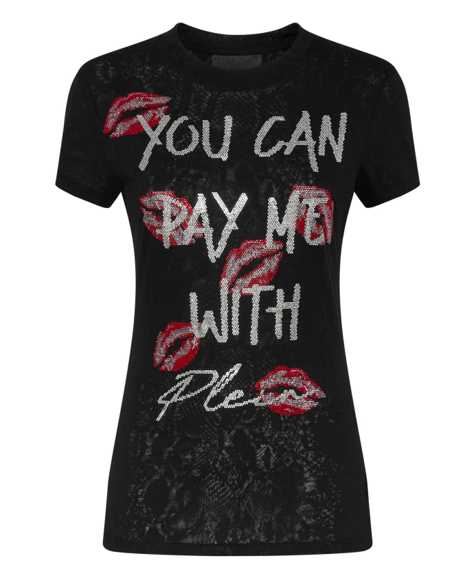 

Футболка, украшенная кристаллами. Philipp Plein, черный