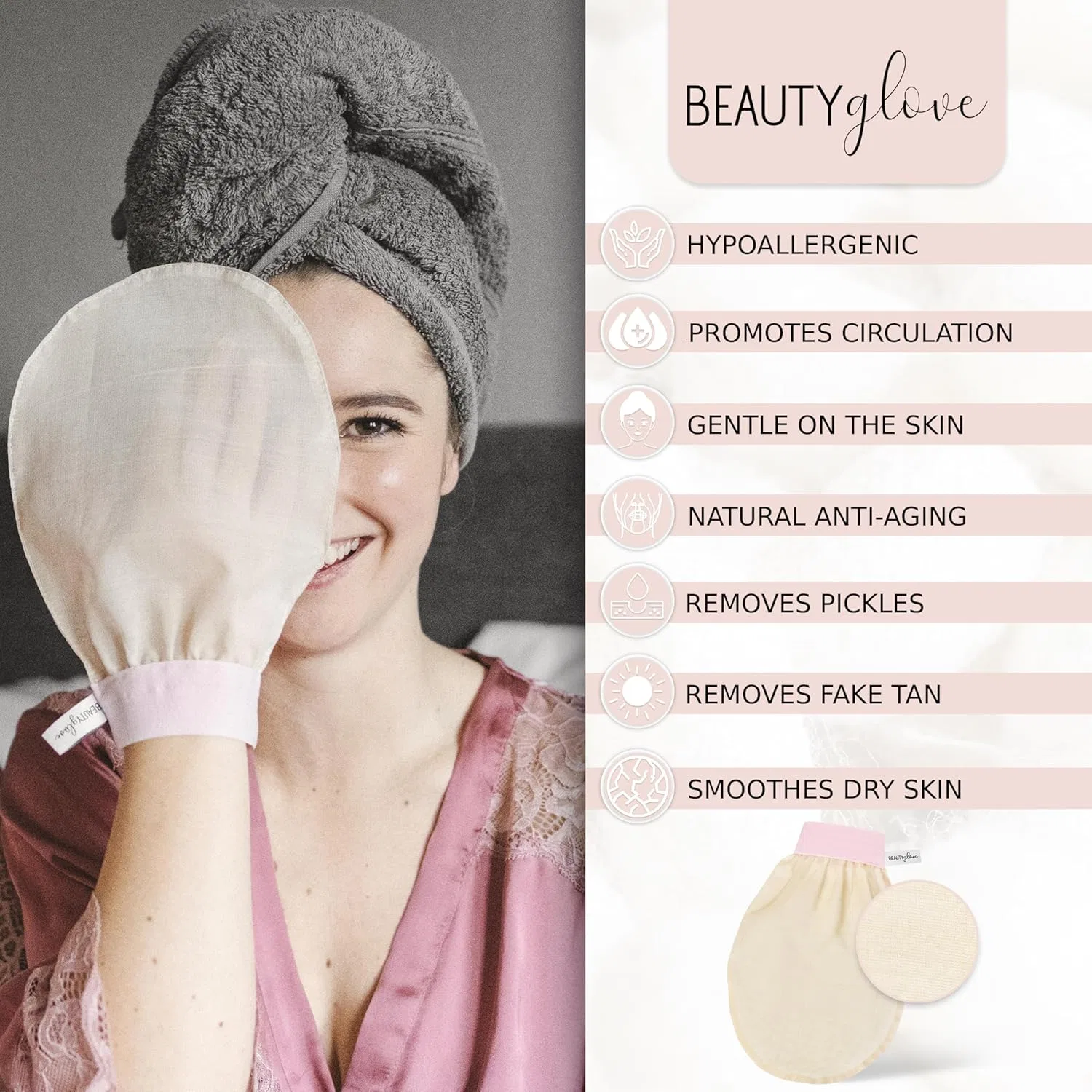 Отшелушивающая перчатка для лица из натурального турецкого шелка ‎Beautyglove — фото 2