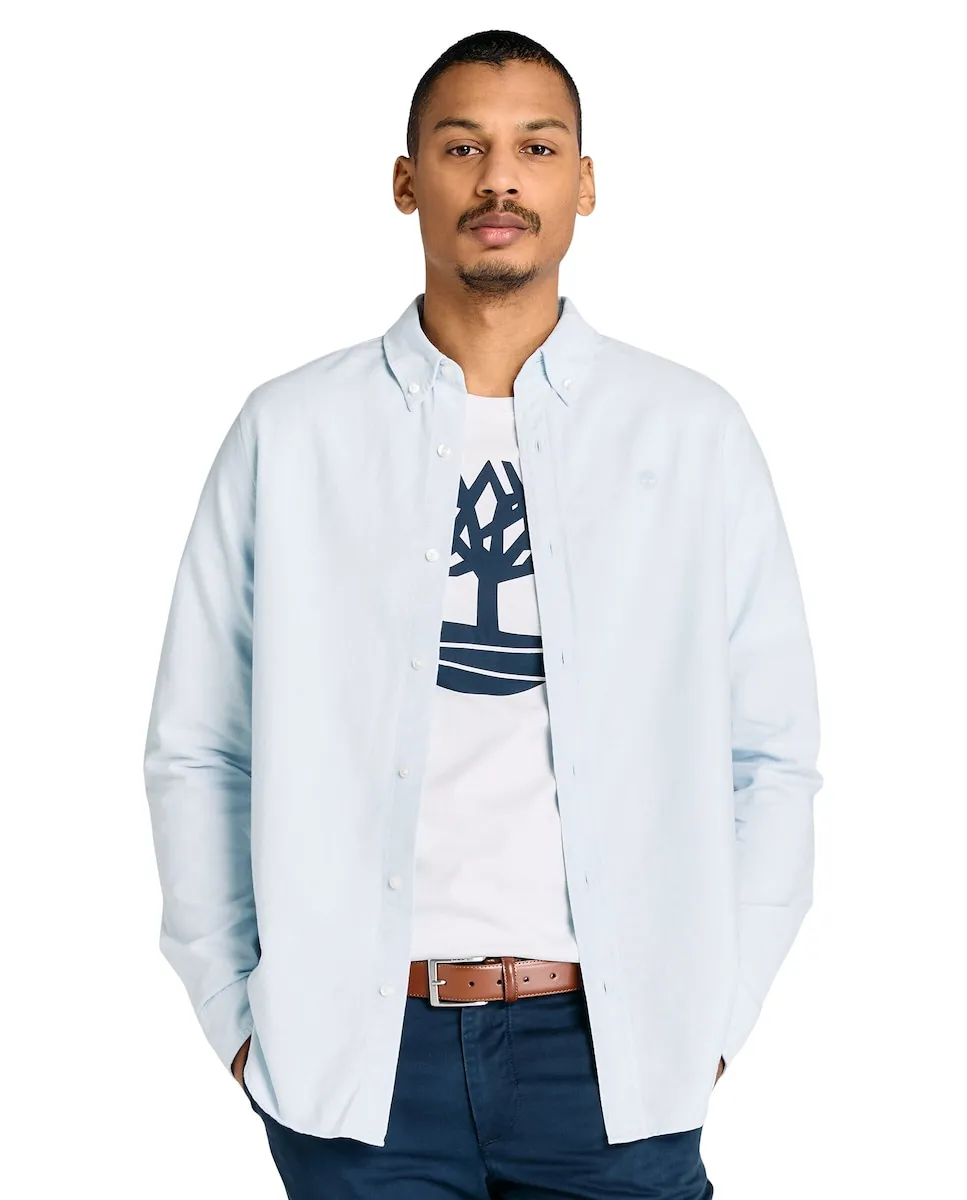 

Мужская рубашка в полоску Oxford, обычного кроя Timberland, светло-голубой