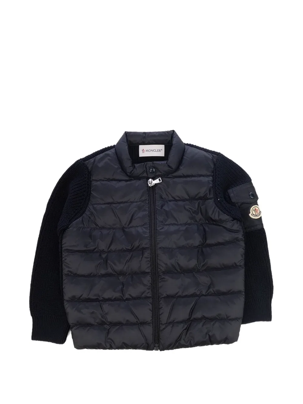 Стеганая куртка на молнии спереди Moncler Enfant, синий