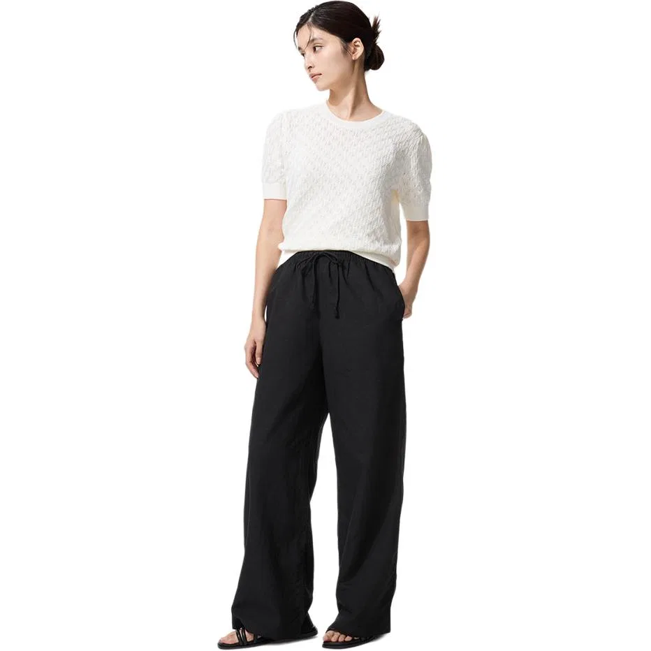 Повседневные брюки прямого кроя UNIQLO темно-синие — фото 4