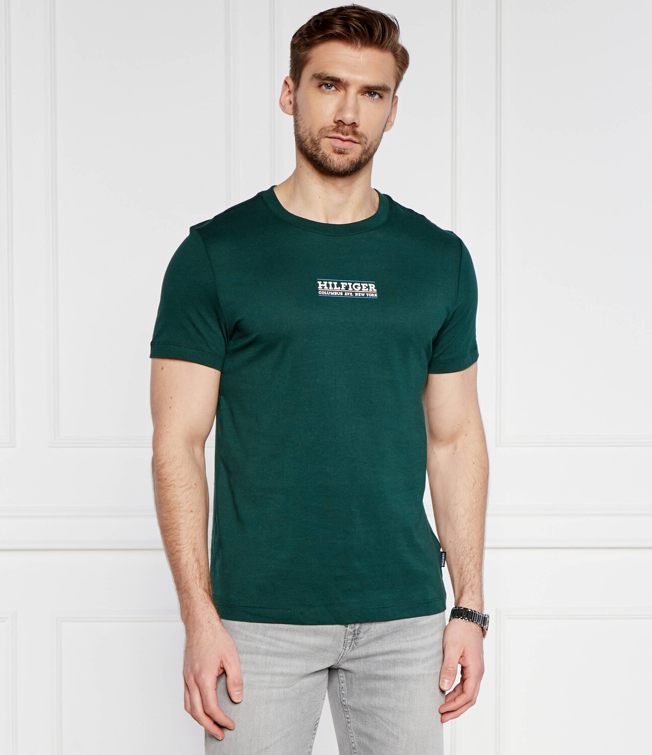 Футболка Tommy Hilfiger Slim Fit, цвет verde bottiglia — фото 3