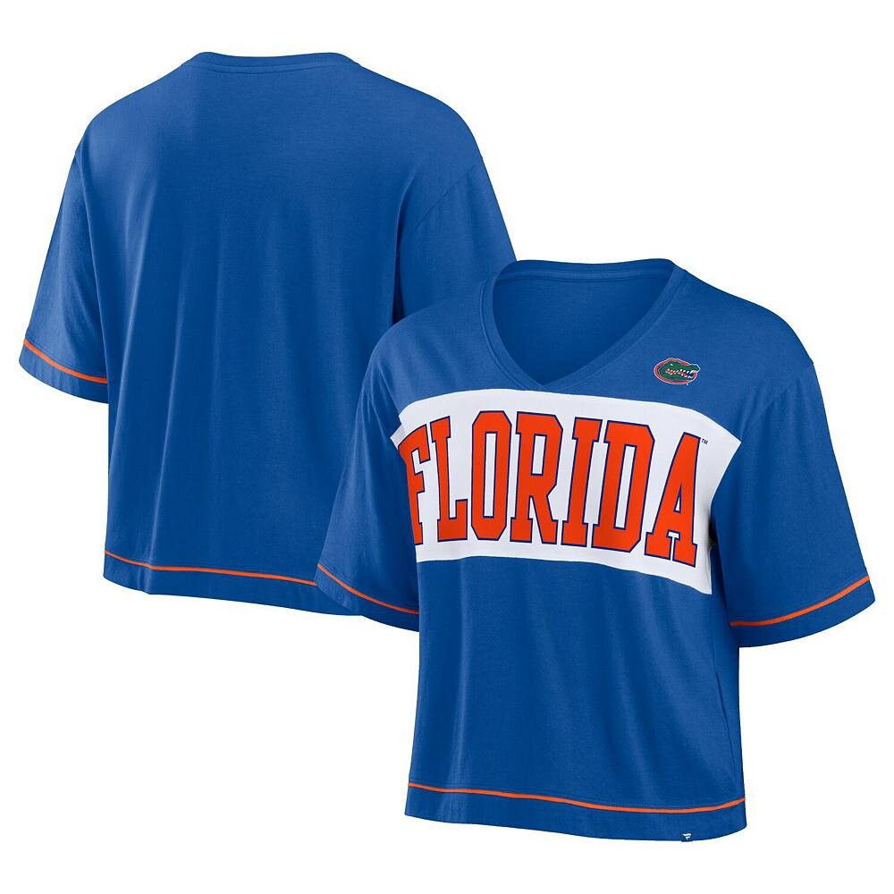 

Женская модная укороченная футболка с v-образным вырезом Fanatics Royal Florida Gators Home Team Fanatics Brands - White Label, цвет Fld Blue