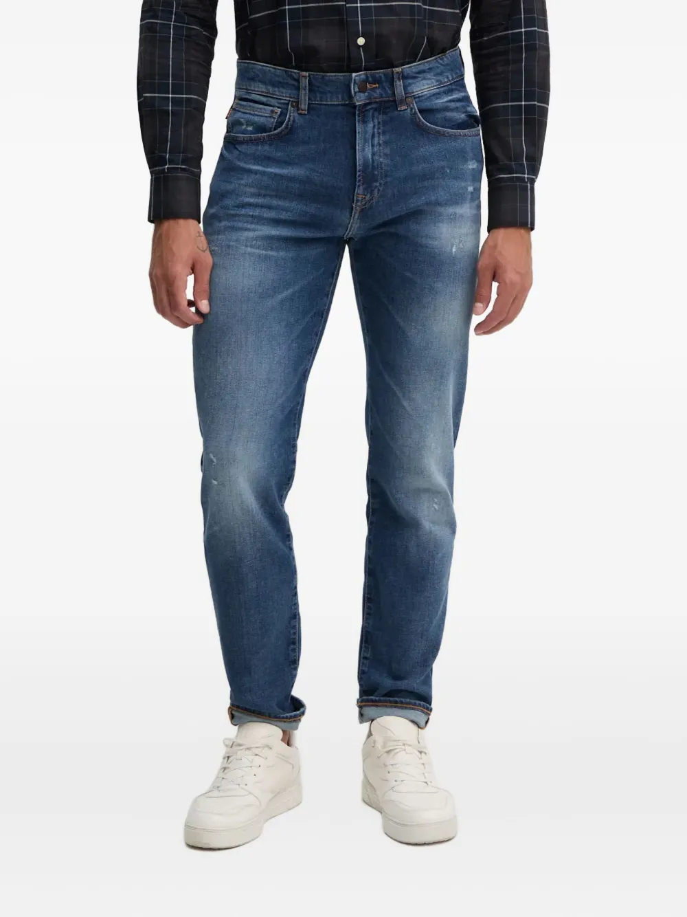 

Джинсы с эффектом потертости BOSS, синий