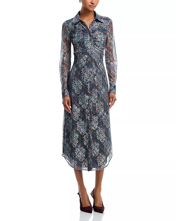 

Платье-Миди в клетку Wyatt с пуговицами спереди Ramy Brook, мультиколор