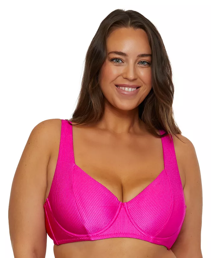 

Бикини-топ Becca ETC Plus Size Rib на косточках, розовый