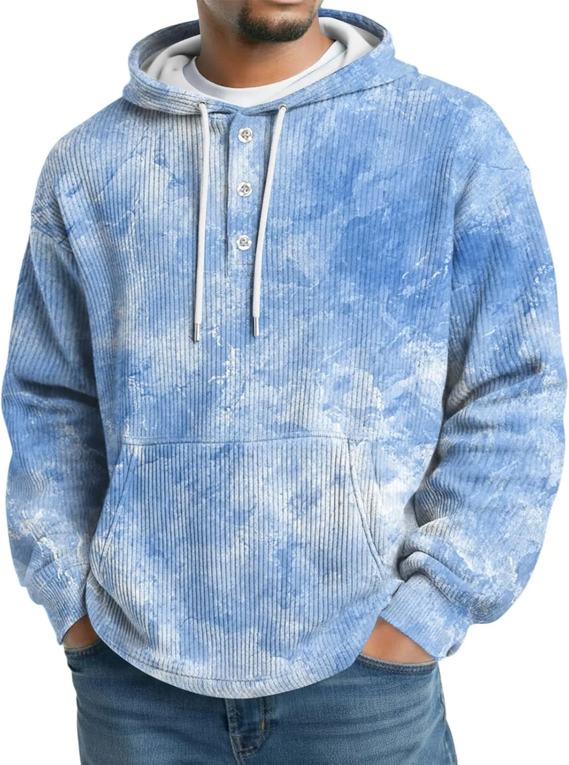 Толстовка с капюшоном, флисовая, мужская, с принтом, 2-light Blue — фото 2