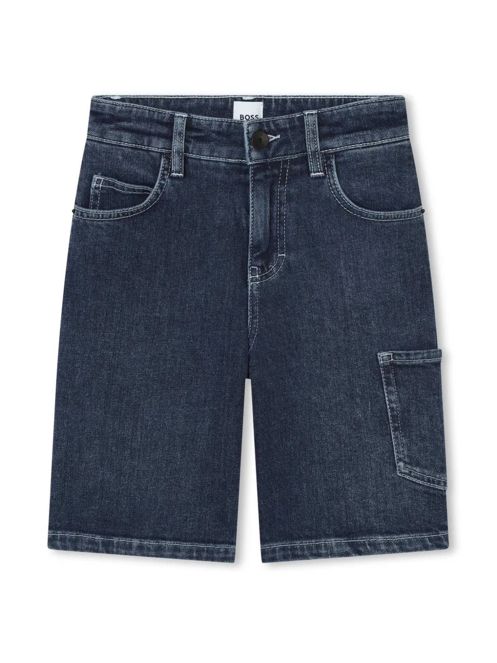 

Джинсовые шорты с вышитым логотипом BOSS Kidswear, синий