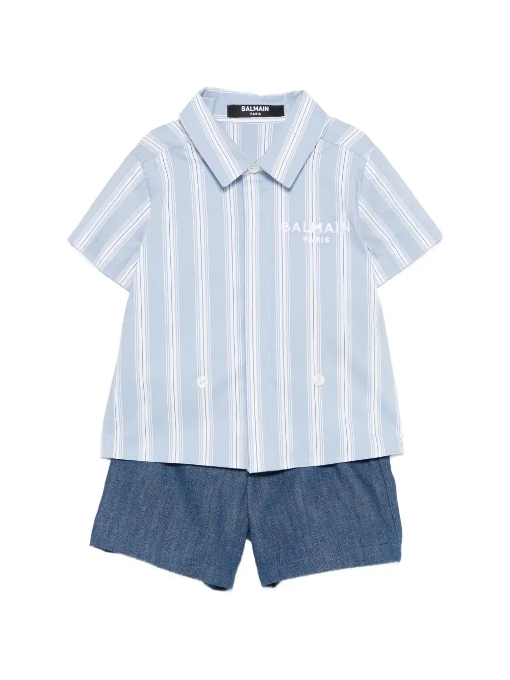 Комплект из полосатой рубашки и брюк Balmain Kids, синий