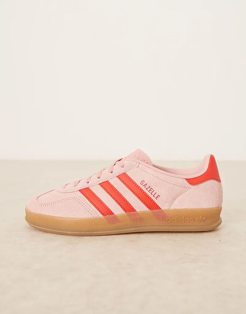 Кроссовки Adidas Originals Gazelle Indoor розового и красного цветов — фото 2