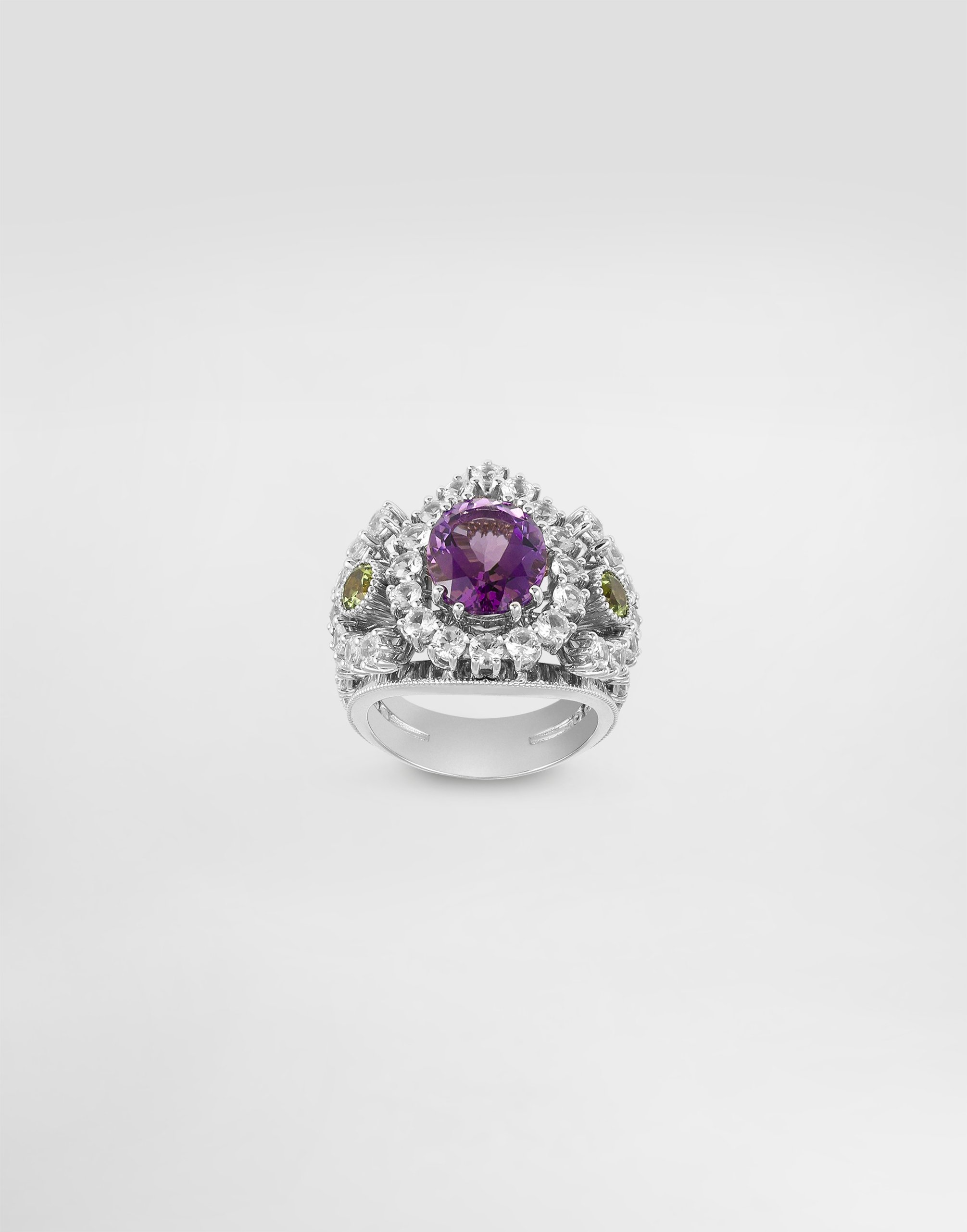 

Кольцо eleganza из белого золота 18 карат с аметистом, перидотами и сапфирами Dolce & Gabbana, белый