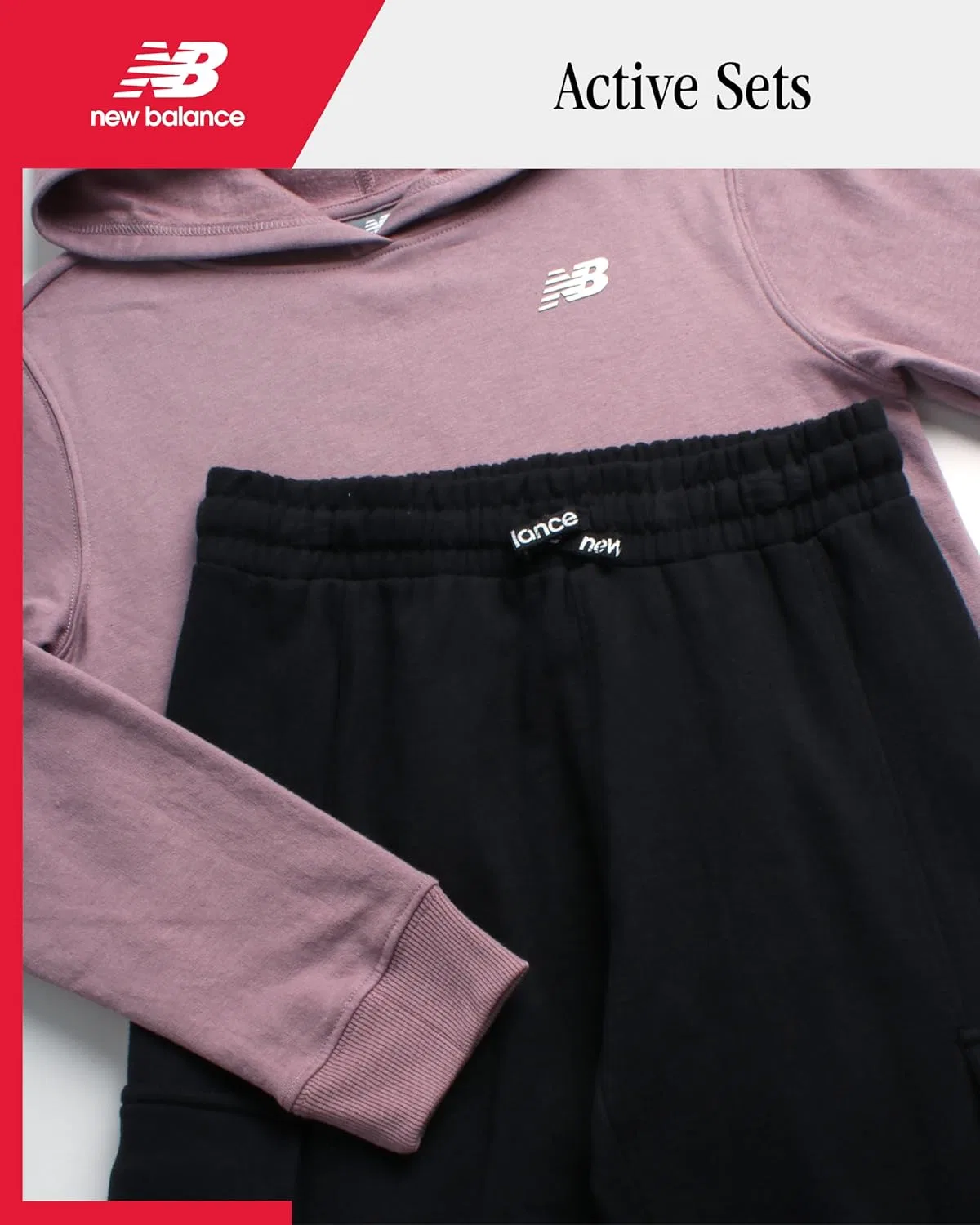 Спортивный костюм из флиса New Balance, 2 предмета, цвет Ice Wine Black — фото 2