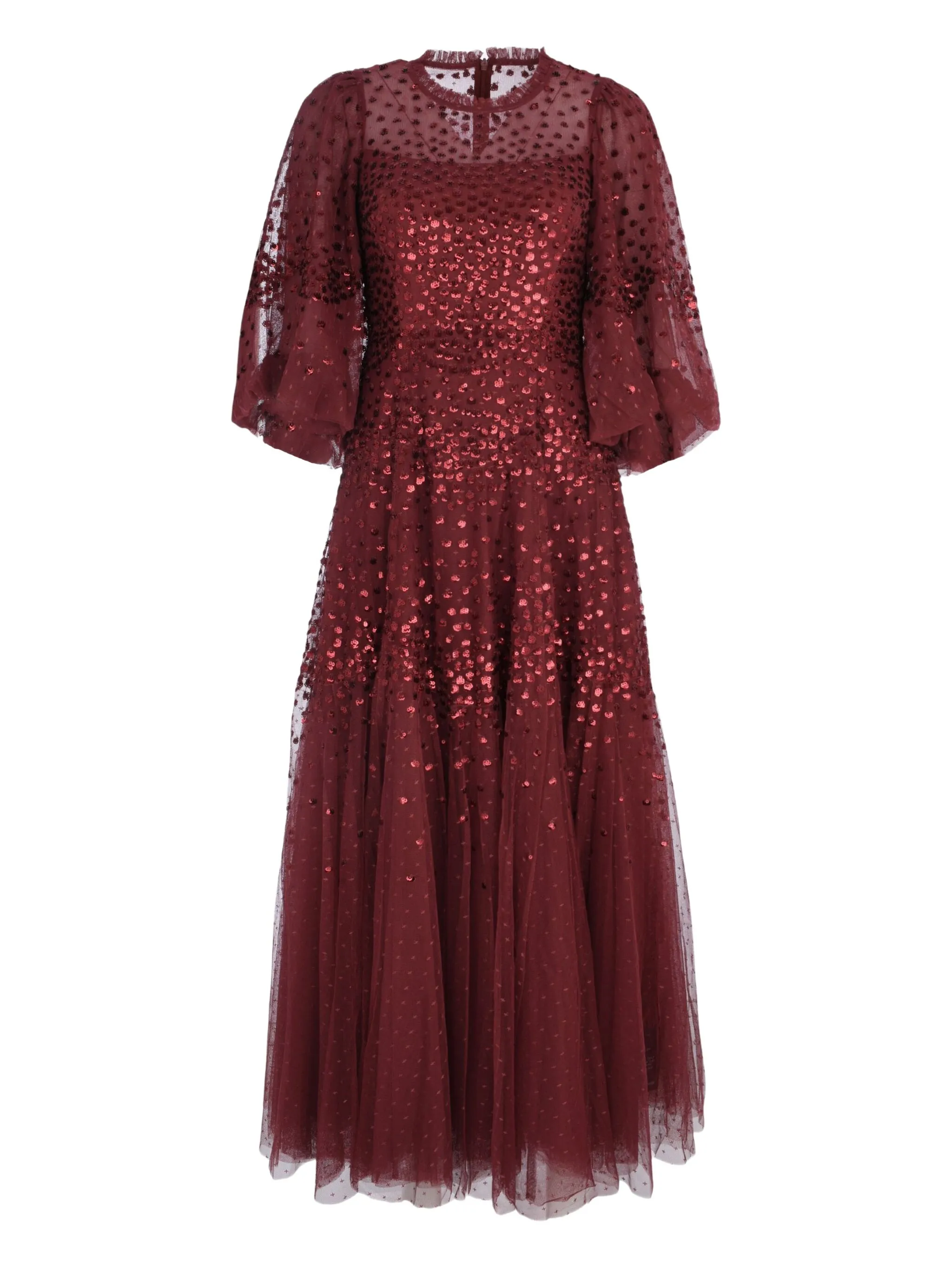 

Платье миди Scallop с пайетками Needle & Thread, красный