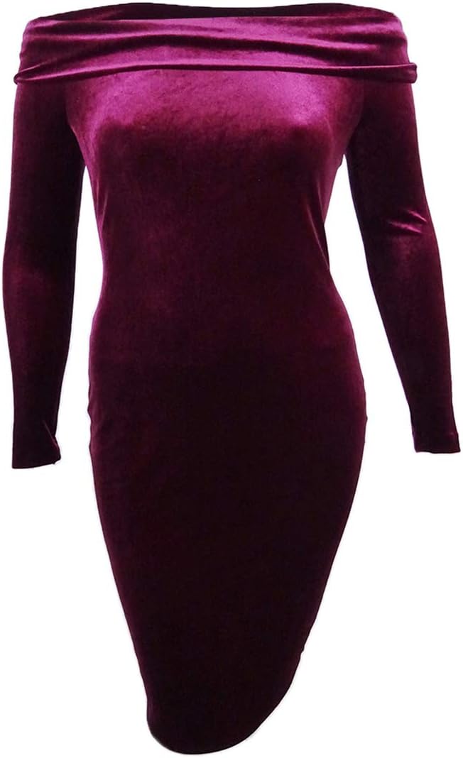 

Платье-футляр из бархата с открытыми плечами от Calvin Klein, Red