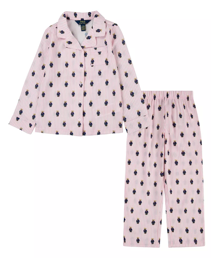 

Детский комплект пижамы для девочек 7-16 лет: поло с медвежонком и длинные брюки Polo Ralph Lauren, розовый