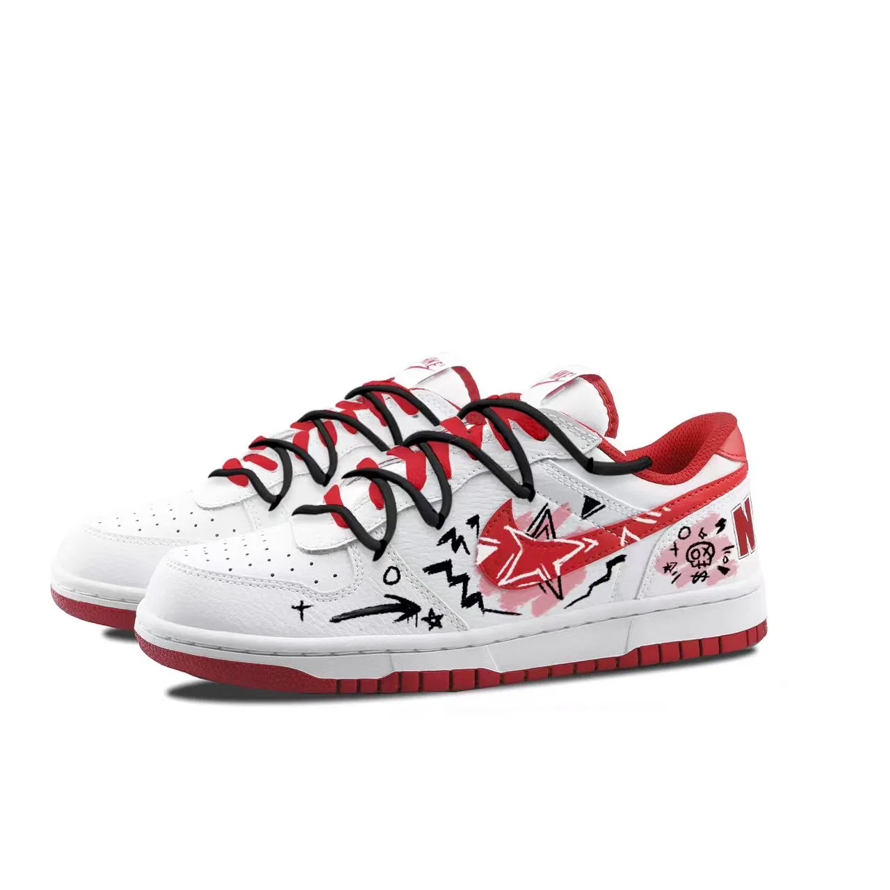 Кроссовки кеды скейтбордические Nike Big NIKE LOW красные — фото 4
