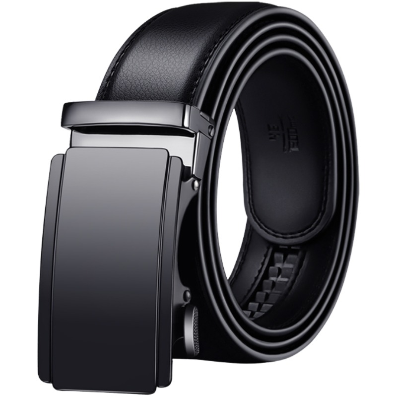 

Ремень мужской из спилка бычьей кожи 35CM WARRIOR, elegant черный[smooth automatic buckle, easier to wear]