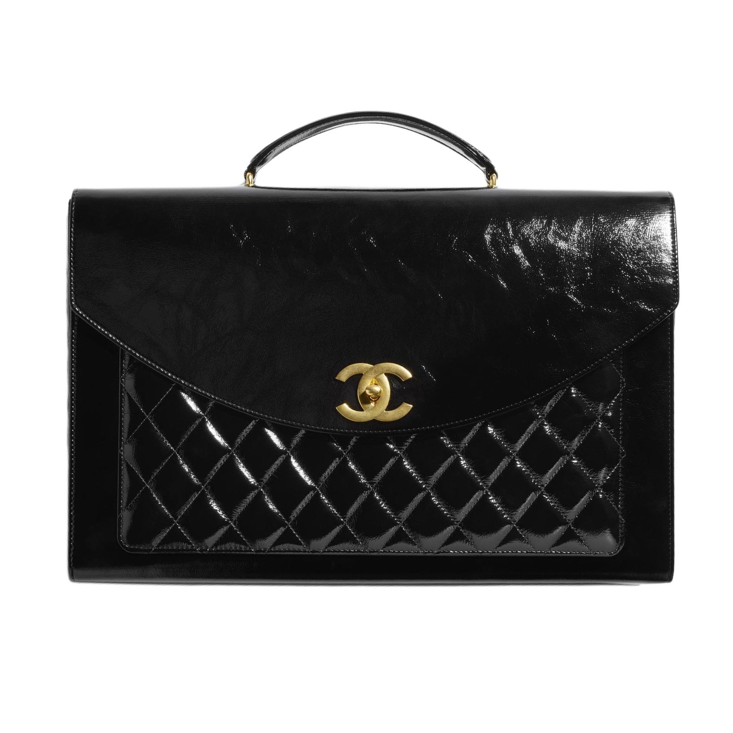 

CHANEL Женский черный портфель из лакированной кожи ягненка