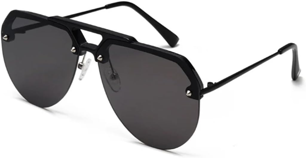 

Солнцезащитные очки с защитой от УФ-излучения UV400 | Двойная перемычка, овальные линзы с заклепками, цветные линзы | Для женщин и мужчин, для занятий спортом на открытом воздухе и вождения DSVIGF, Black-black