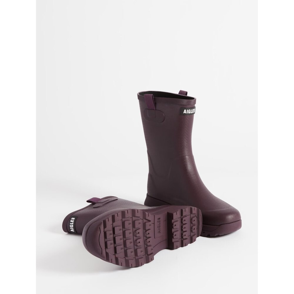 Сапоги женские резиновые Aigle Alya с логотипом, красный — фото 2