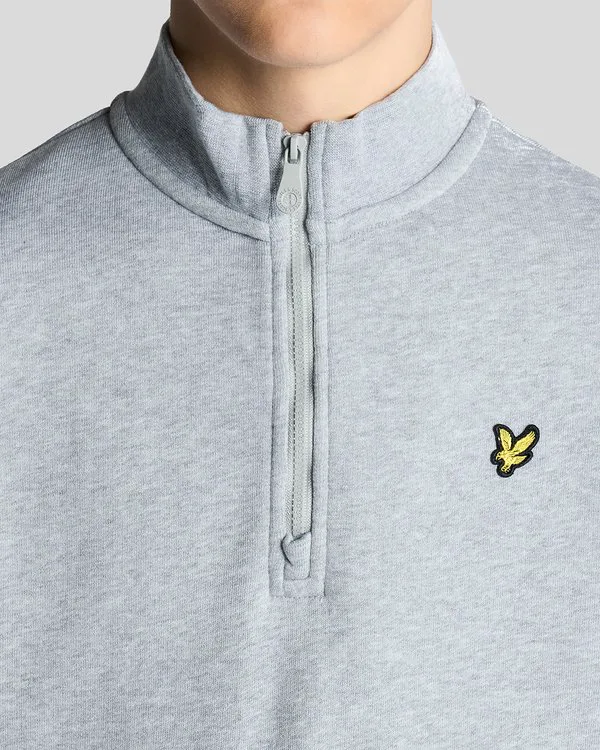 Унисекс толстовка с застежкой-молнией на четверть длины Lyle & Scott, Light Grey Marl — фото 4