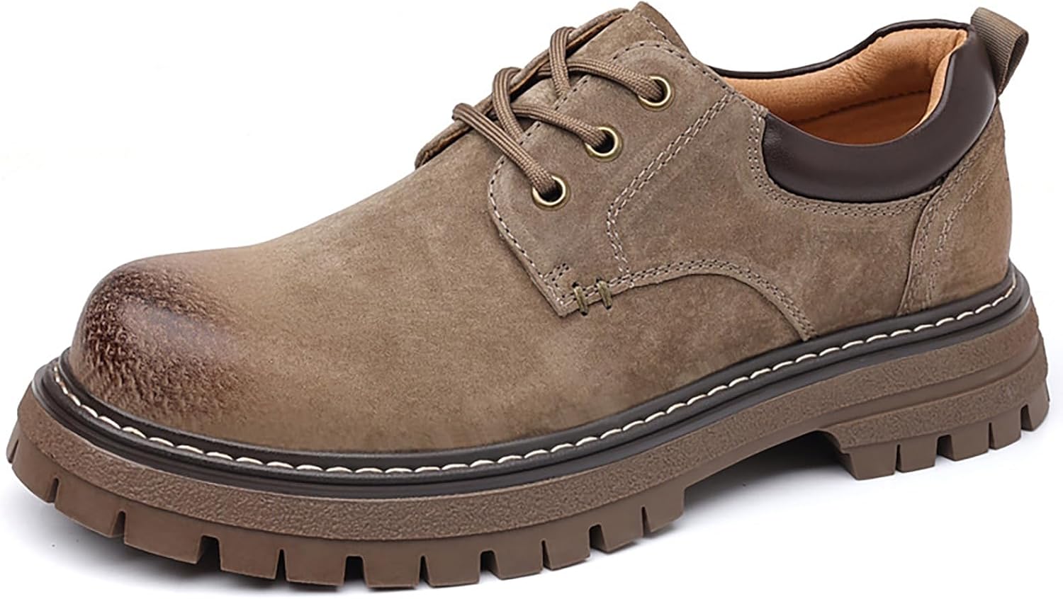 

Мужские кожаные оксфорды на платформе, классические туфли с круглым носком на шнуровке, удобная нескользящая подошва на массивном каблуке, дерби Vozpfui, серый