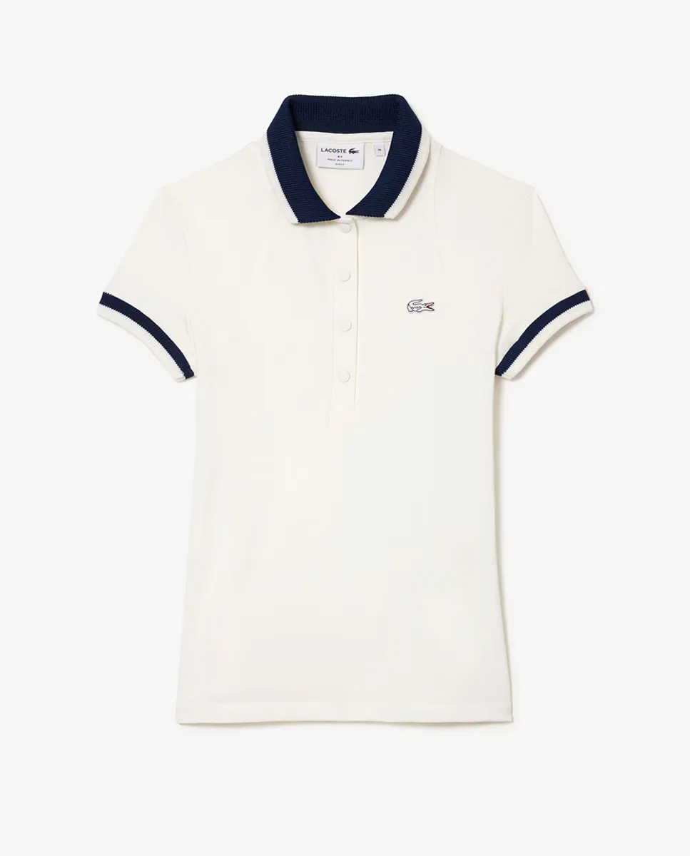 

Рубашка-поло из пике в контрастную полоску, производство Франция Lacoste, белый