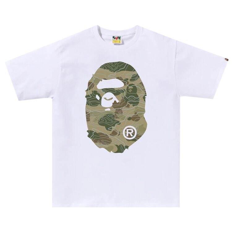 

Футболка BAPE Layered Line Camo Big Ape Head 'White/Beige', белый