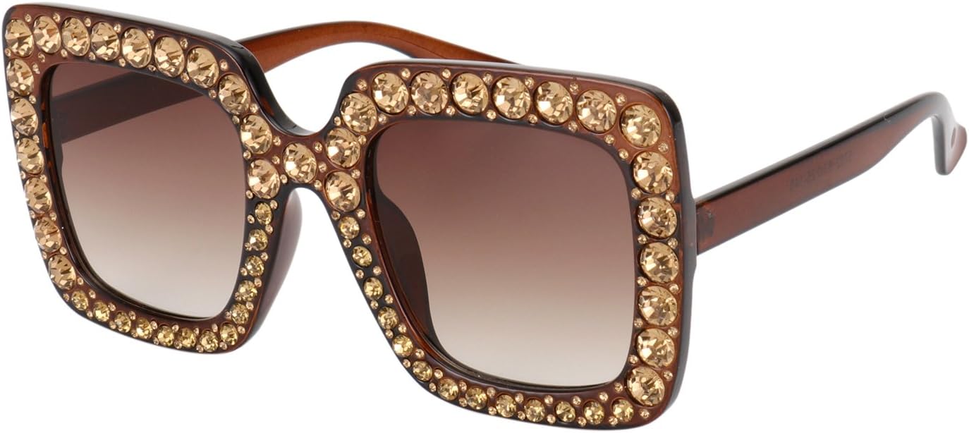 

Солнцезащитные очки MEETSUN Elton Square со стразами | Крупные блестящие очки для женщин в оправе с бриллиантами | Ретро 70-х для пляжа и дискотеки, Dark Brown Frame/Brown Gradient Lens
