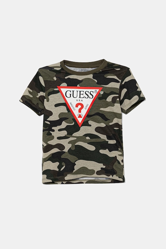 

Детская хлопковая футболка Guess, зеленый
