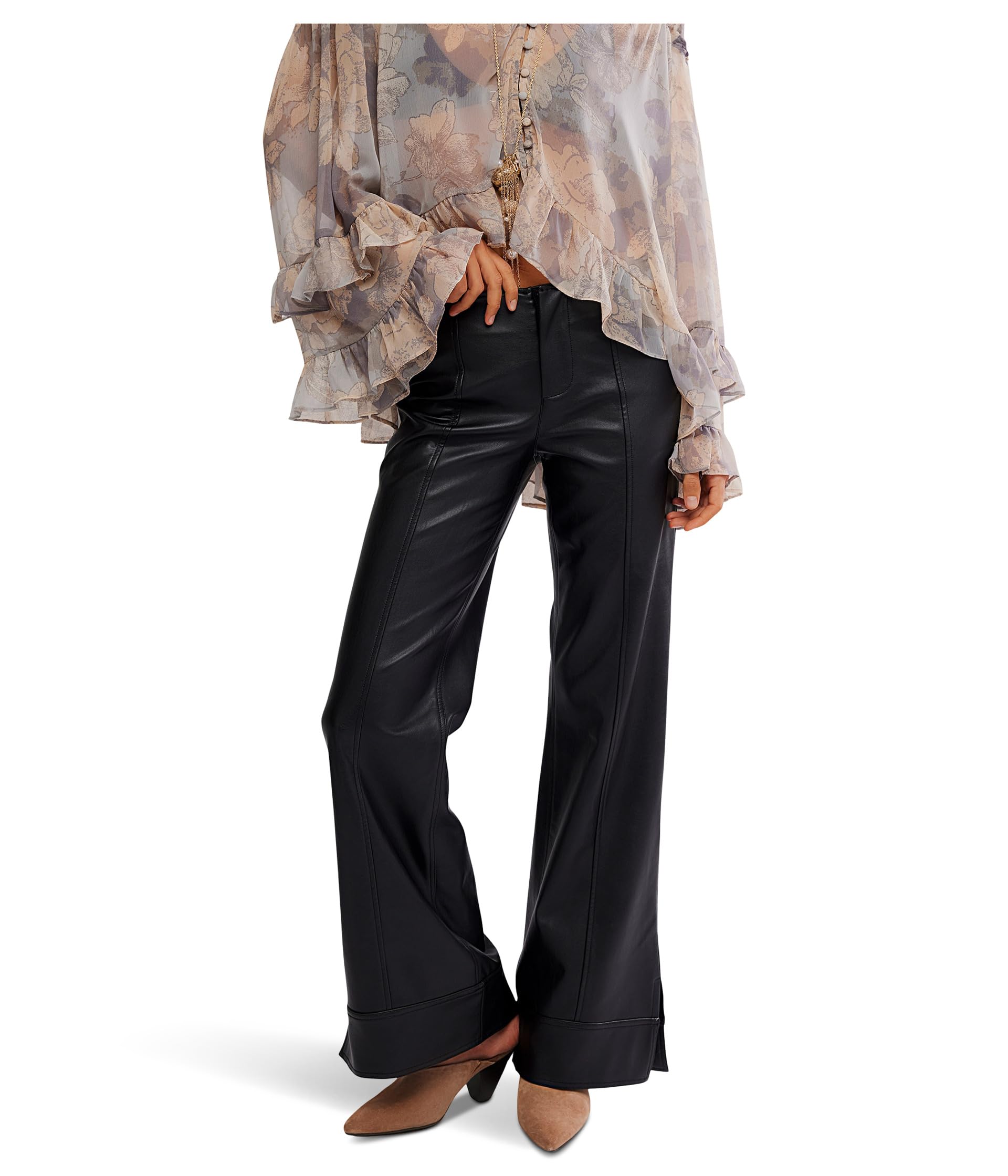 

Брюки Free People Glow Up Vegan Pant, черный