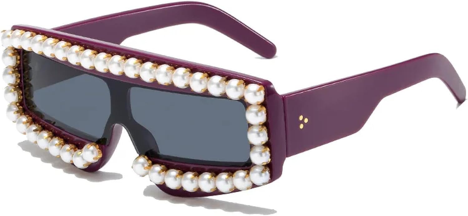 

Уникальные солнцезащитные очки с плоской верхней частью, цельные, с жемчужным блеском, для женщин и мужчин, большие, в стиле ретро, ​​с бриллиантами неправильной формы TVTBBVV, C4